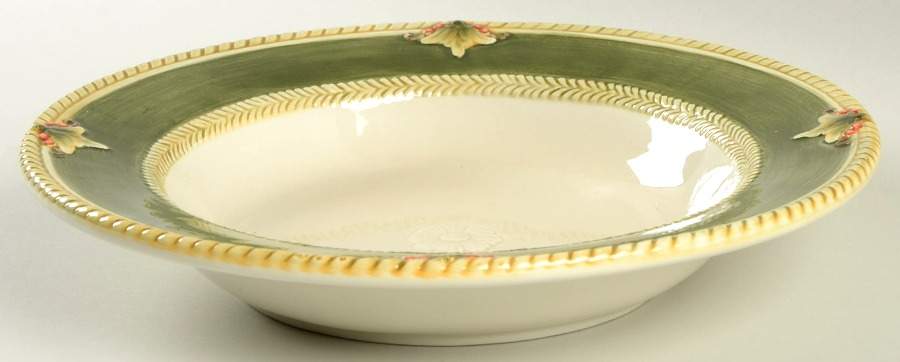 Hawthorne Green Large Rim Soup Bowl by Fitz & Floyd-1