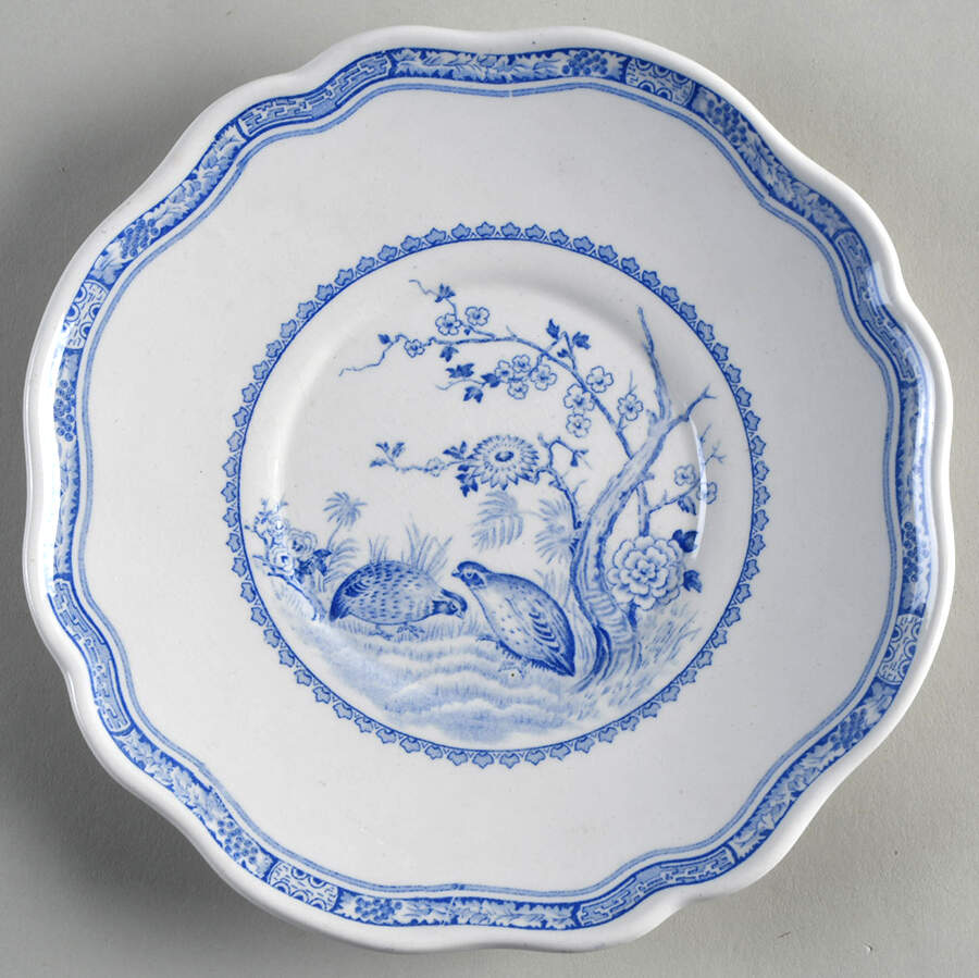 Quail Blue (Blue Ship Backstamp) Underplate for Gravy Boat by Furnivals-1