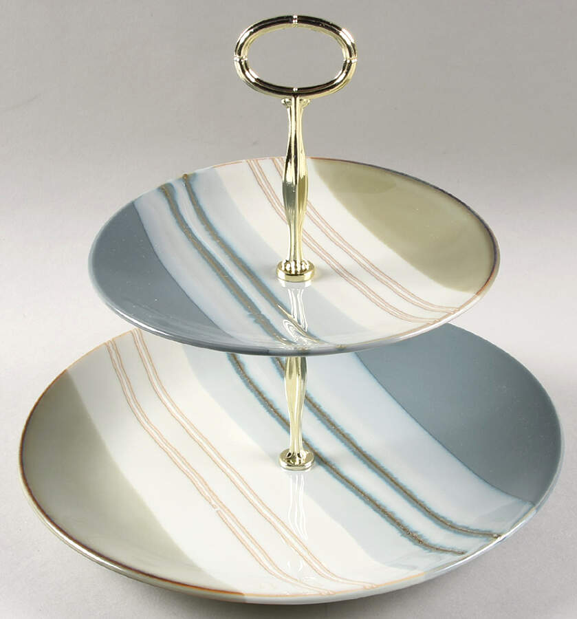 Latitudes Blue 6 5/8"-10"  2 Tiered Serving Tray (Dp, Sp) HC by Farberware-1