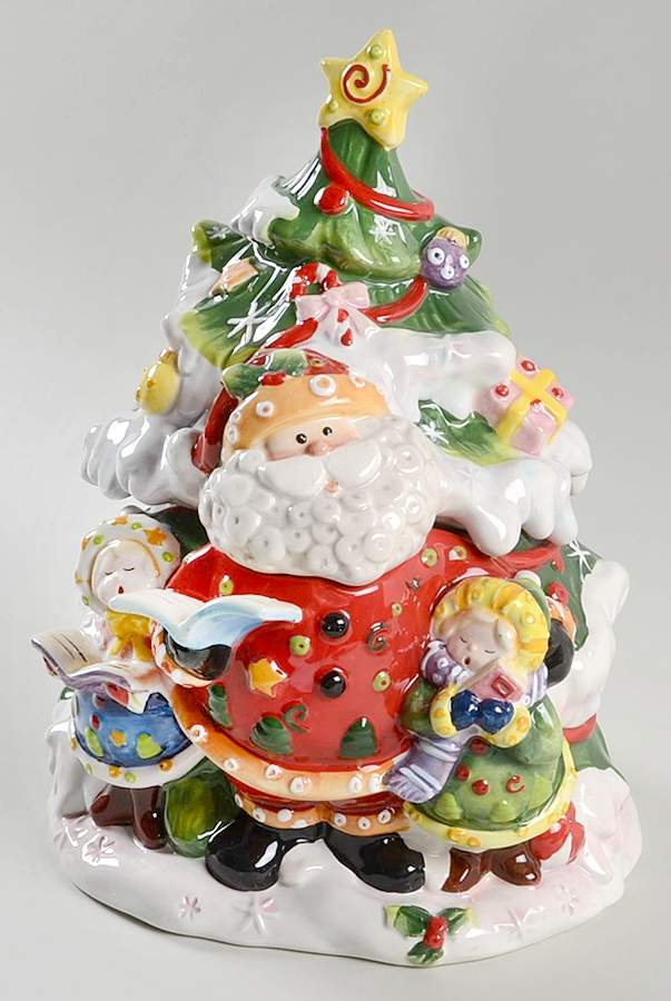 Singing Santa Figural Cookie Jar & Lid by Fitz & Floyd-1