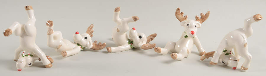 Rudolph (Set of 5) Tumbling Reindeer Figurines by Fitz & Floyd-1
