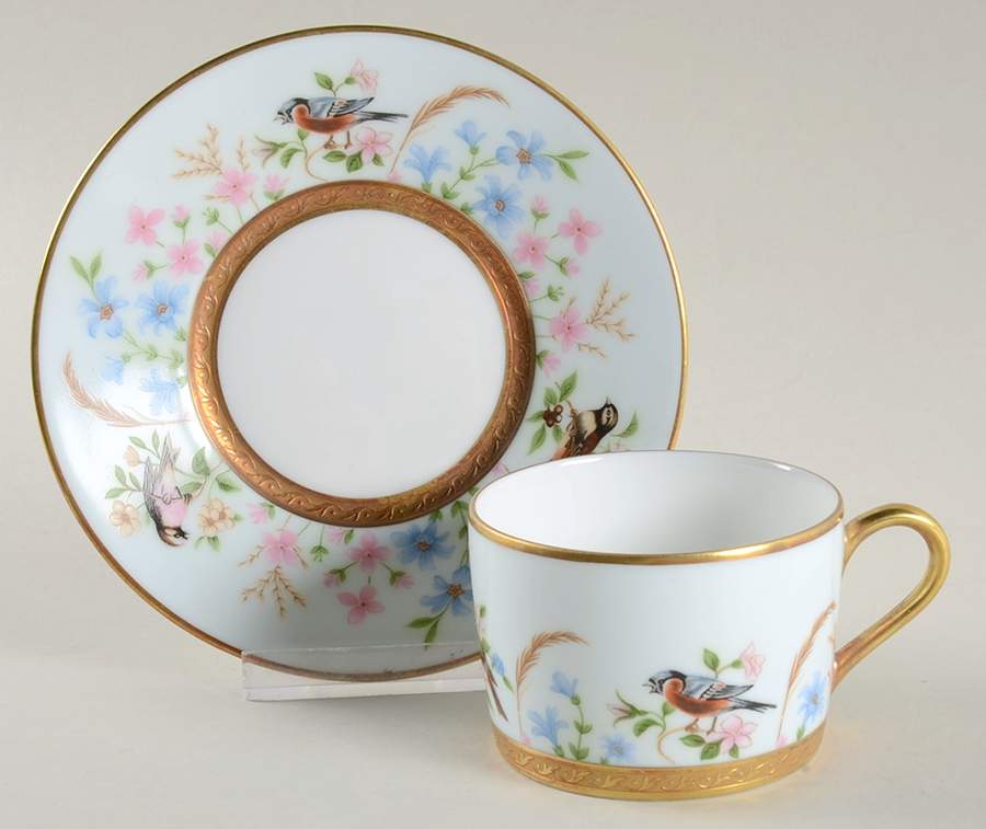 Audubon Limoges Flat Cup & Saucer Set by Faberge-1