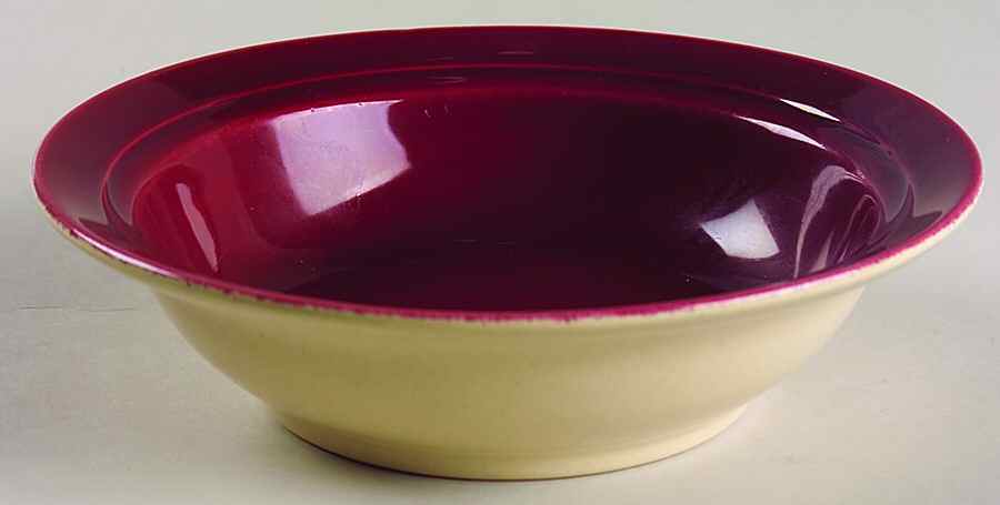 Montecito Oatmeal Maroon Rim Cereal Bowl by Franciscan-1