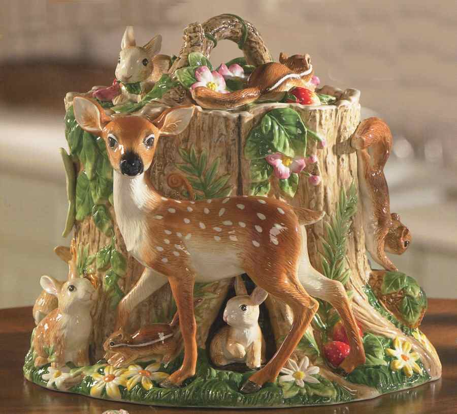 Forest Friends Figural Cookie Jar & Lid by Fitz and Floyd-1