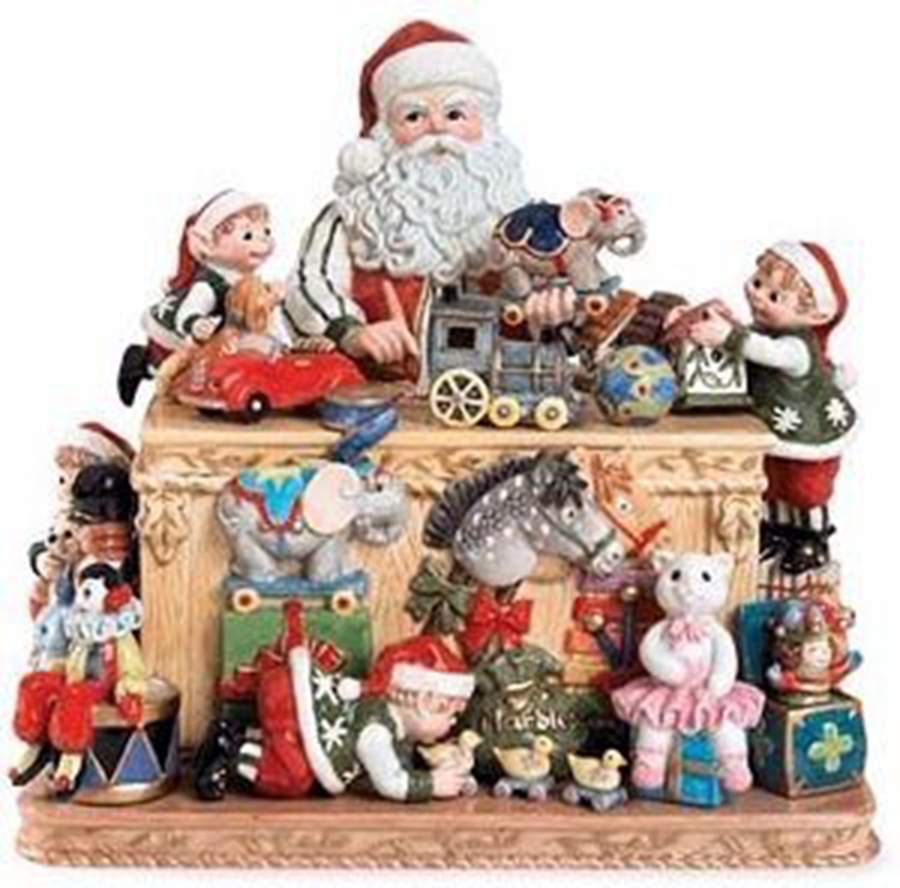 Santa's Workshop Figural Cookie Jar & Lid by Fitz & Floyd-1