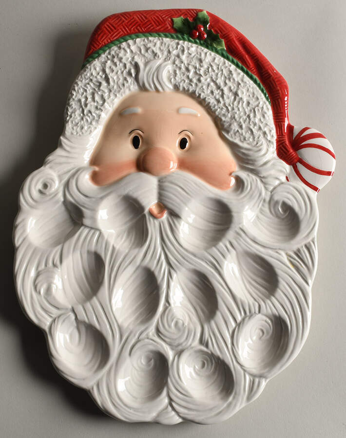 Peppermint Santa Figural Deviled Egg Plate by Fitz & Floyd-1