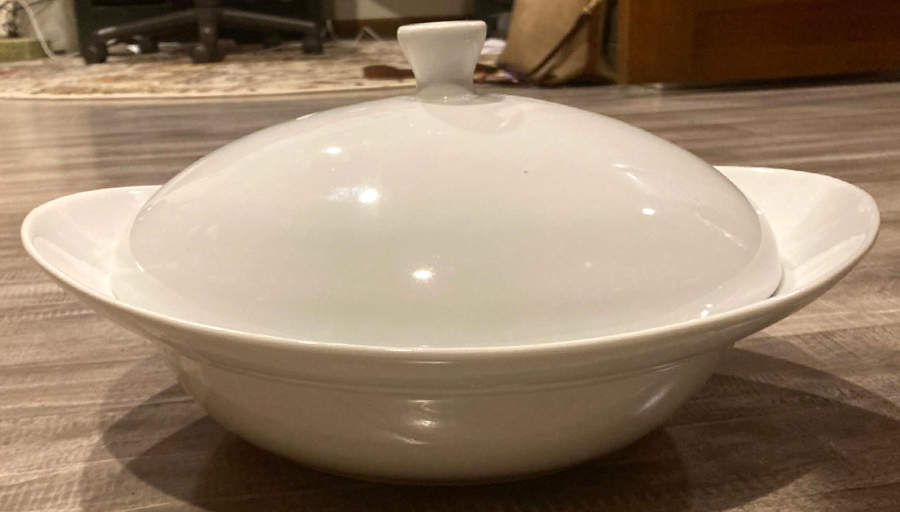 White Serveware Oval Covered Vegetable by Food Network-1