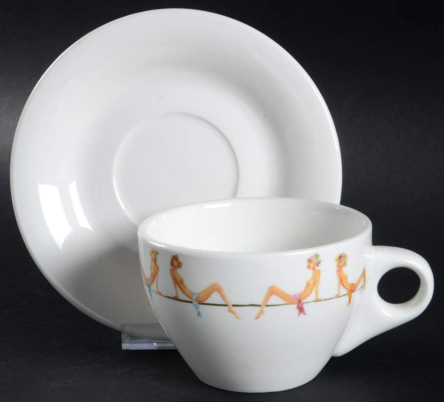 Dirty Dish Flat Cup & Saucer Set by Fishs Eddy-1