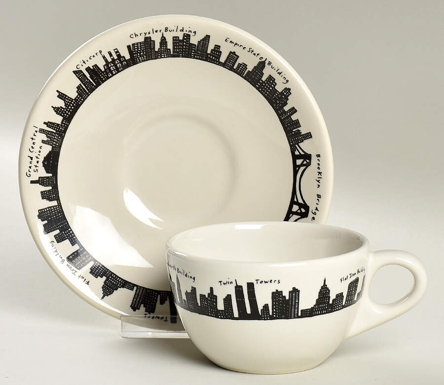 212 New York Skyline Flat Cup & Saucer Set by Fishs Eddy-1