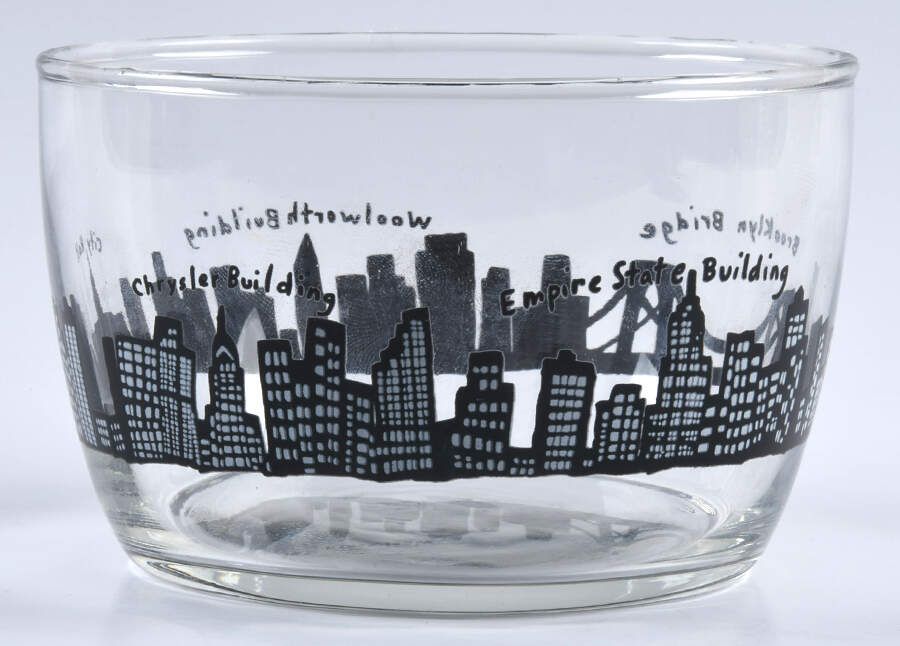 212 New York Skyline 5" Glassware Storage Jar No Lid by Fishs Eddy-1