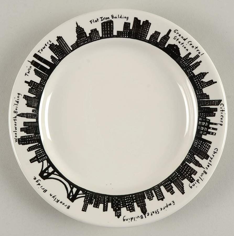 212 New York Skyline Salad/Dessert Plate by Fishs Eddy-1