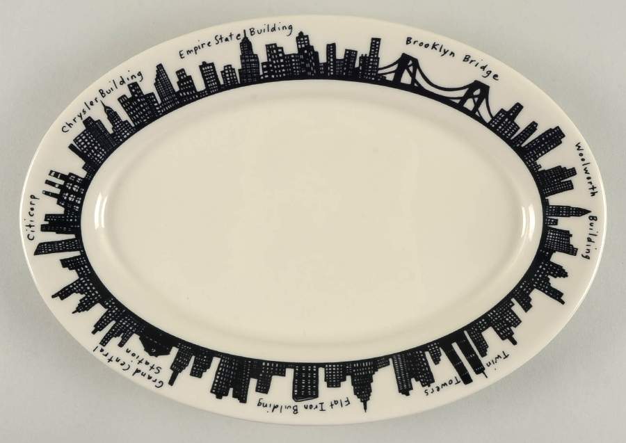 212 New York Skyline 13" Oval Serving Platter by Fishs Eddy-1