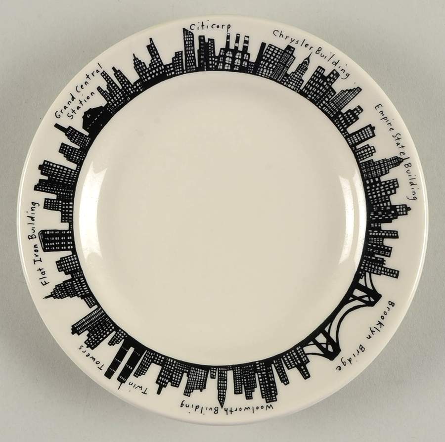 212 New York Skyline Dessert/Pie Plate by Fishs Eddy-1