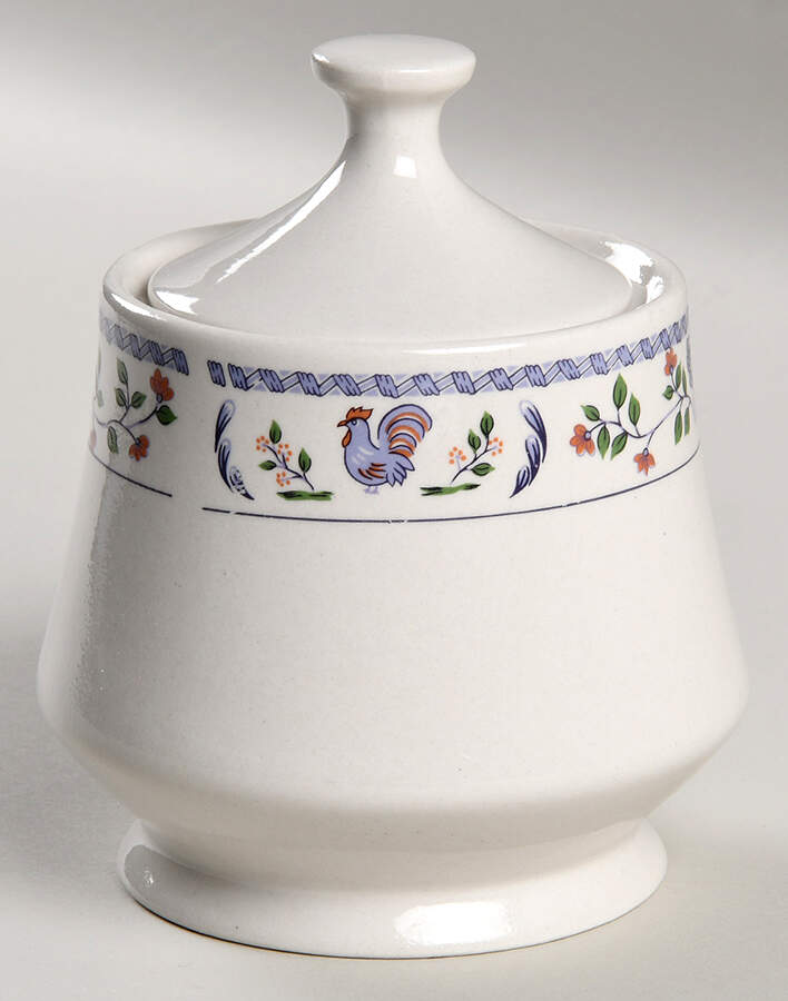 Faience Sugar Bowl & Lid by Farberware-1