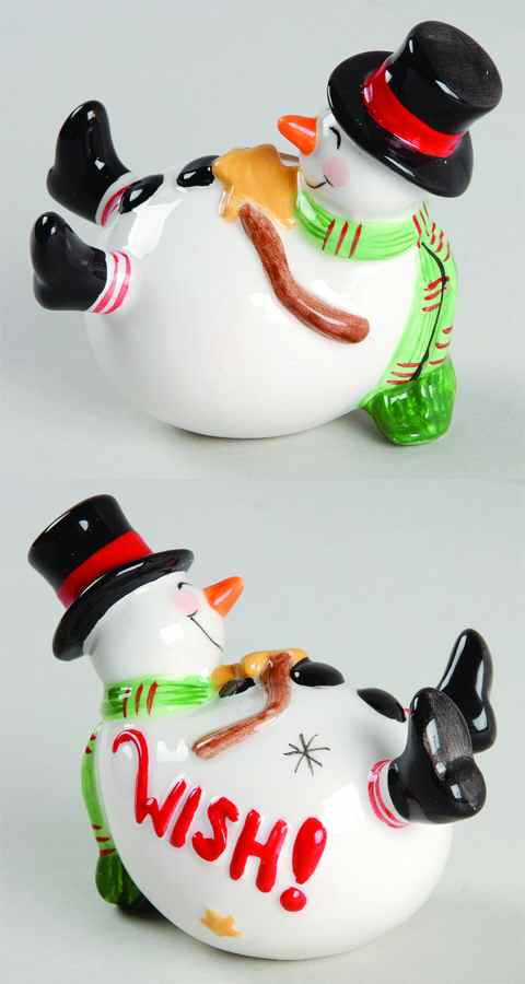 Holiday Wishes Sitting Tumbling Snowman Figurine by Fitz & Floyd-1
