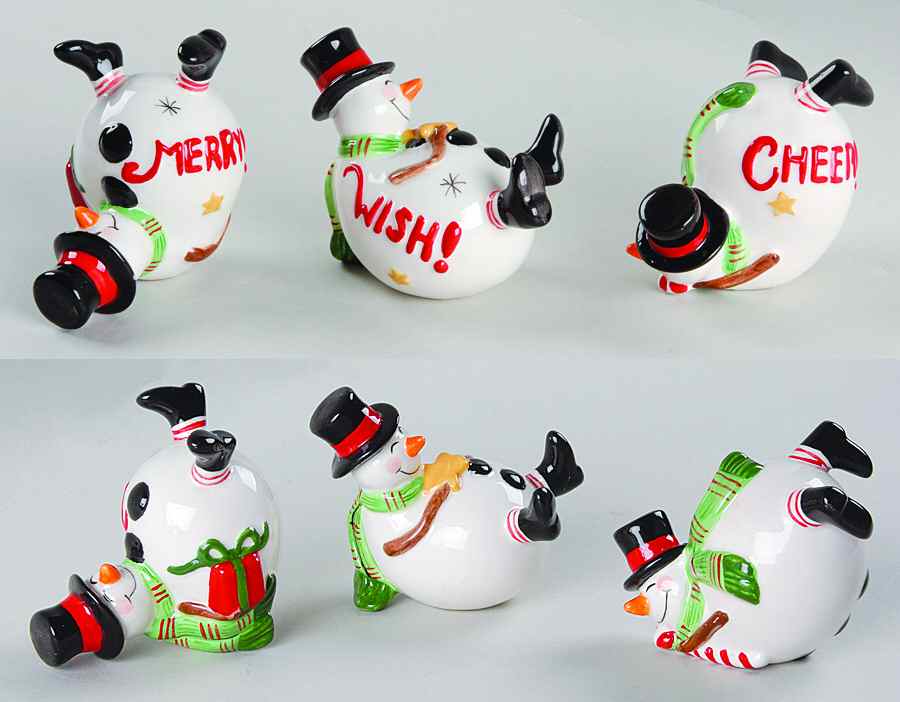 Holiday Wishes (Set of 3) Snowman Figurine Tumblers by Fitz & Floyd-1