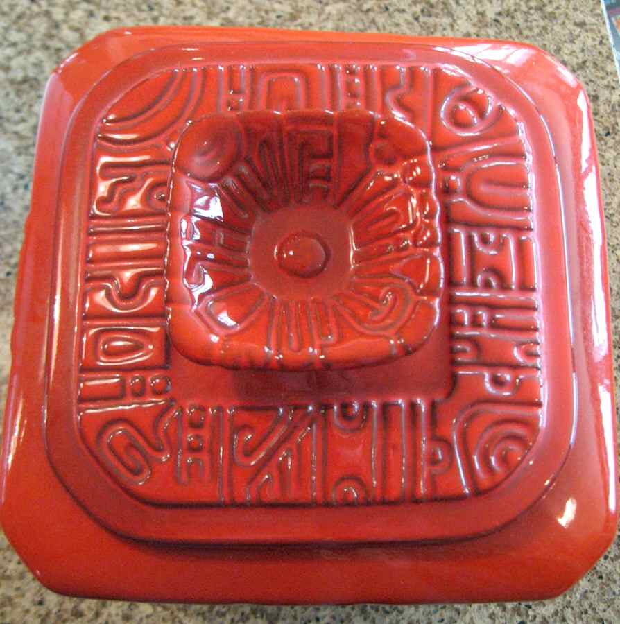 Mayan Aztec Flame Lid for Extra Large Canister by Frankoma-1