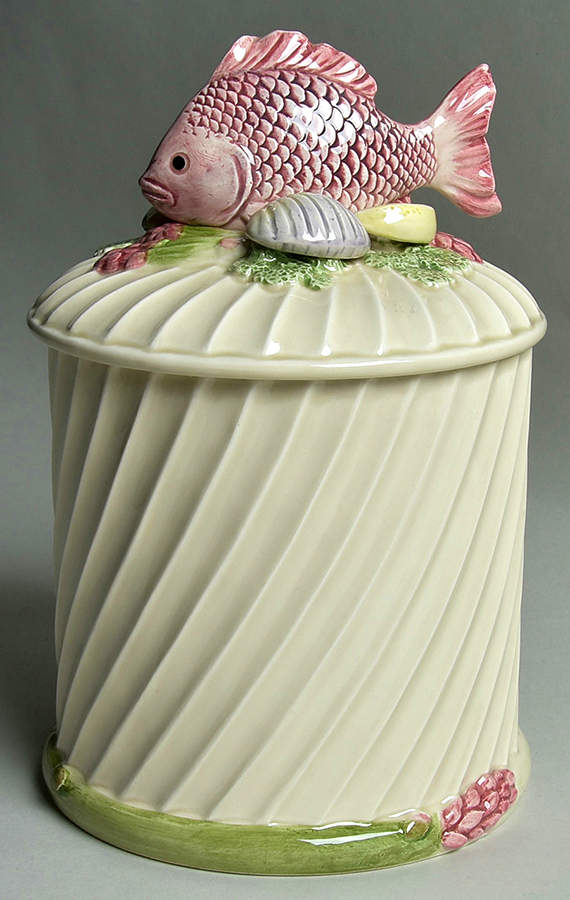 Fishes Medium Canister & Lid by Fitz & Floyd-1