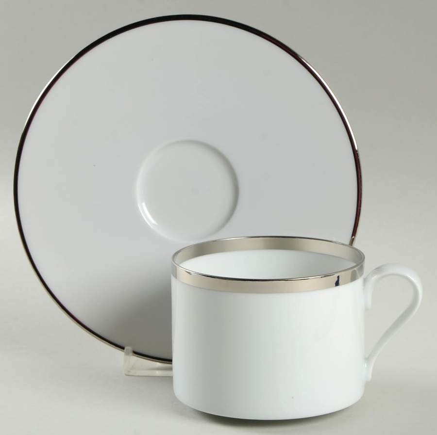 Treasure Platinum Flat Cup & Saucer Set by Furstenberg-1