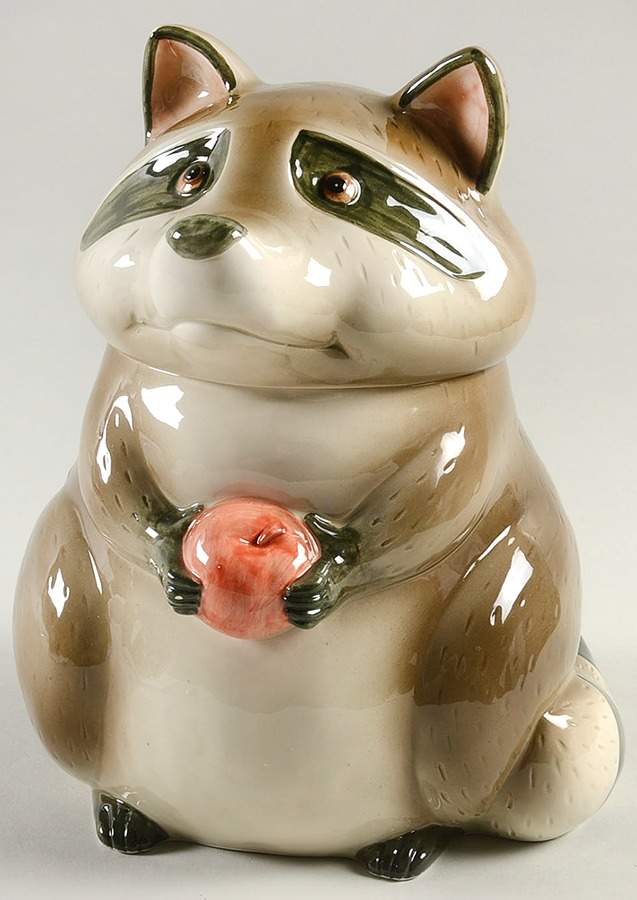Raccoons Cookie Jar & Lid by Fitz & Floyd-1