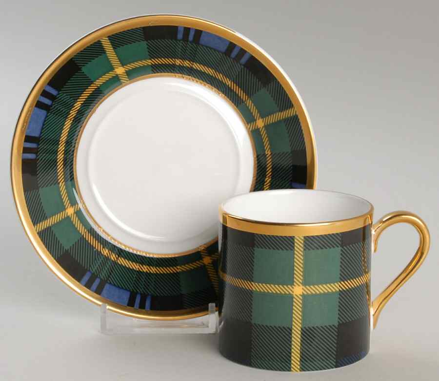 Tartan Flat Cup & Saucer Set by Fox-1