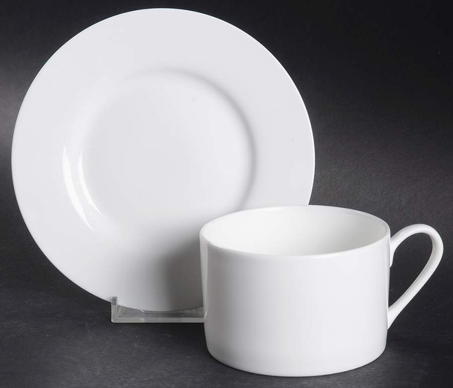 Nevaeh White (Bone) Flat Cup & Saucer Set by Fitz & Floyd-1
