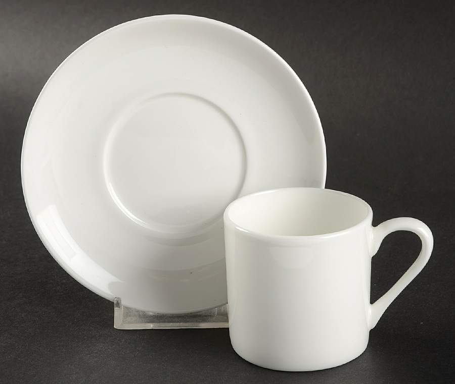 Nevaeh White (Bone) Flat Demitasse Cup & Saucer Set by Fitz & Floyd-1