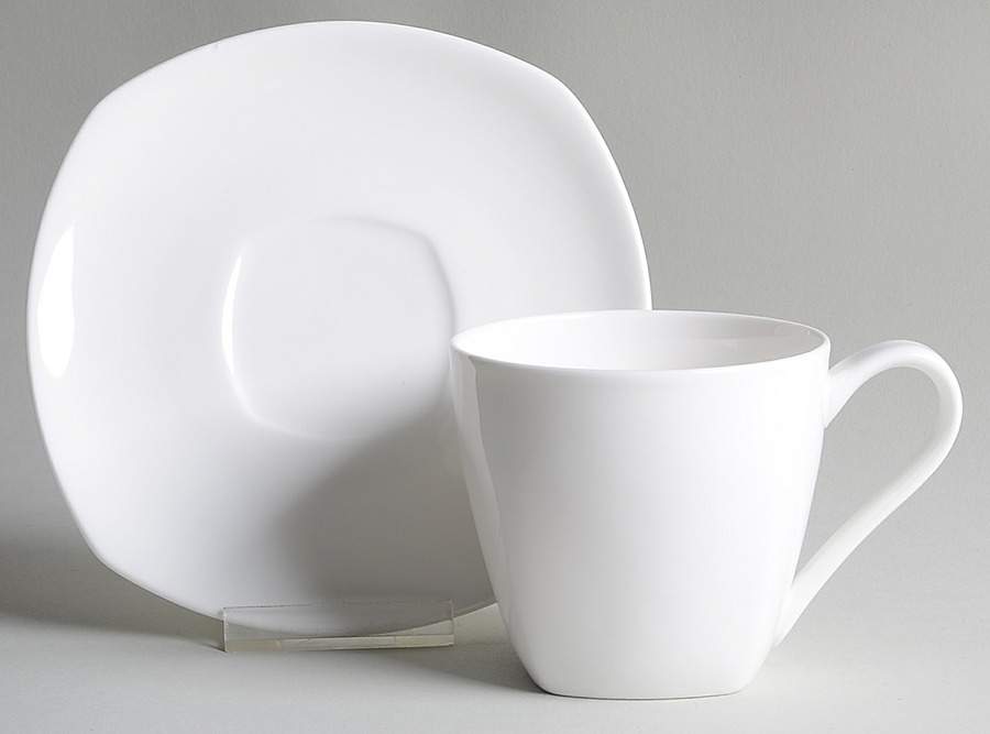Nevaeh White (Bone) Flat Cup & Saucer Set by Fitz & Floyd-1
