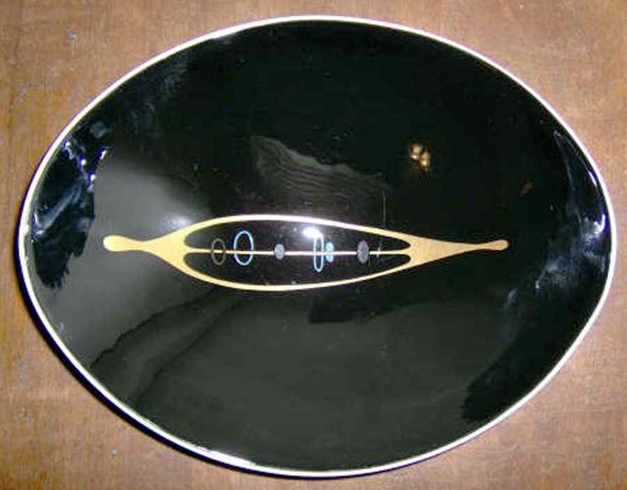Contours Black 10" Shallow Oval Bowl by Franciscan-1