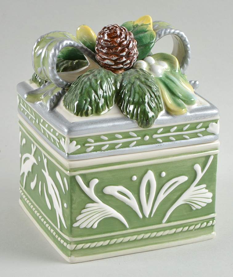Winter Garden 4" Square Figual Box & Lid by Fitz & Floyd-1