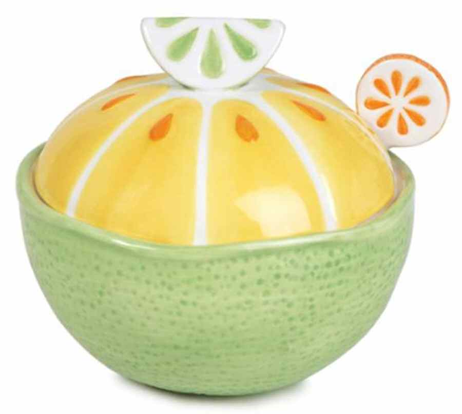 Tropical Punch Condiment Jar & Lid w/Spoon by Fitz and Floyd-1