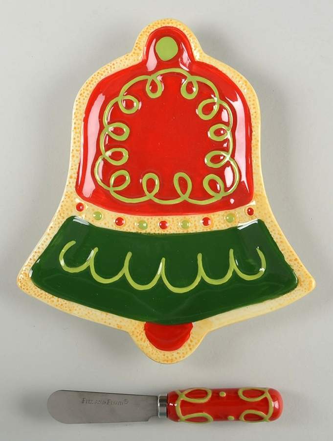 Sugar Coated Christmas Snack/Canape Plate & Spreader by Fitz & Floyd-1