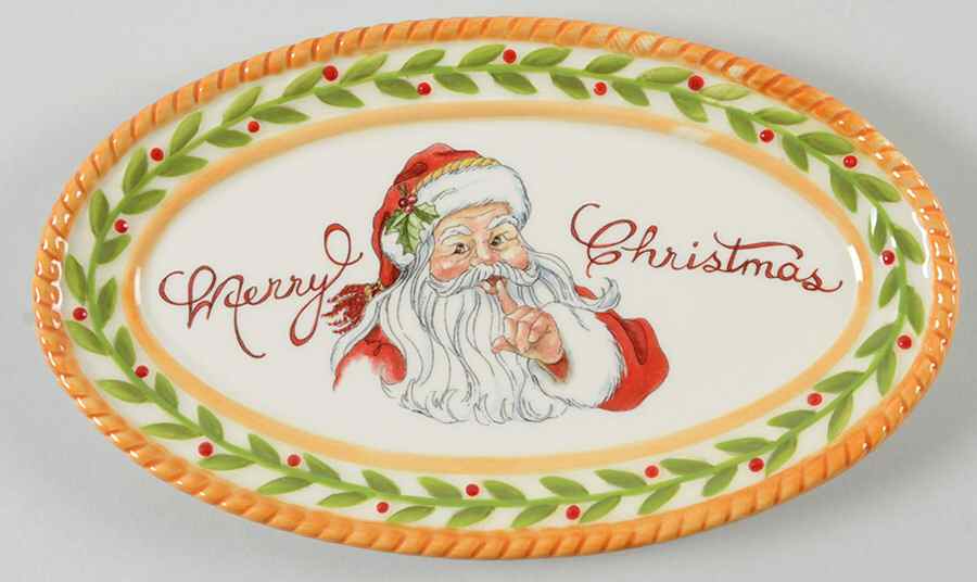 Vintage Santa Sentiment Tray by Fitz & Floyd-1