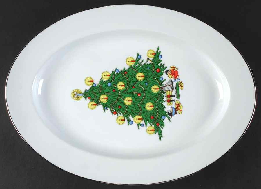 FFC2 (Platinum Trim) 14" Oval Serving Platter by Fairmont Fine China-1