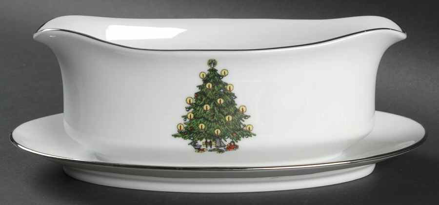 FFC2 (Platinum Trim) Gravy Boat with Attached Underplate by Fairmont Fine China-1