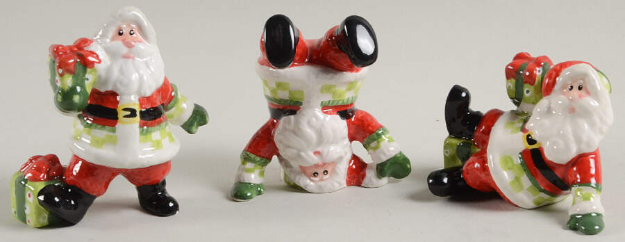 Holiday Cheer (Set of 3) Tumbling Santa Figurines by Fitz & Floyd-1