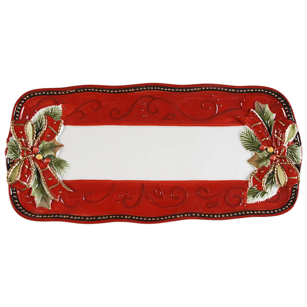 Damask Holiday Large Sandwich Tray by Fitz and Floyd-1