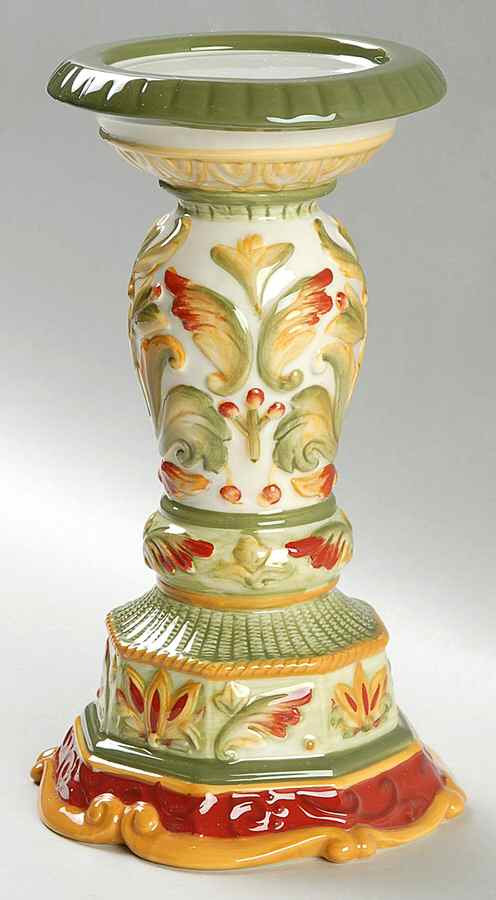 Damask Holiday 8" Pillar Candleholder by Fitz and Floyd-1