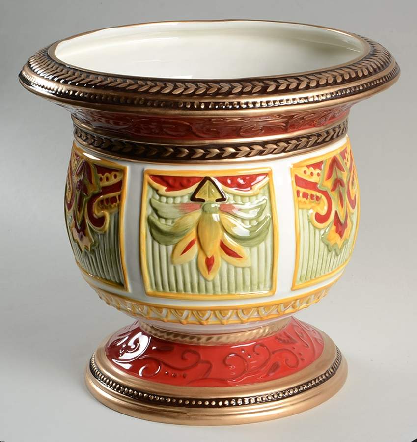 Damask Holiday 9" Cachepot by Fitz and Floyd-1