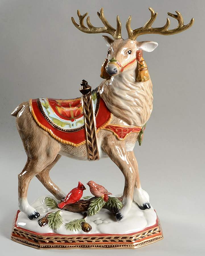 Damask Holiday Deer Figurine by Fitz & Floyd-1