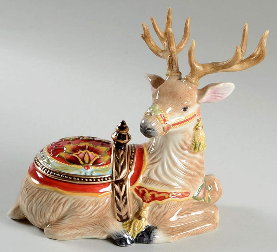 Damask Holiday Figural Trinket Box & Lid by Fitz and Floyd-1