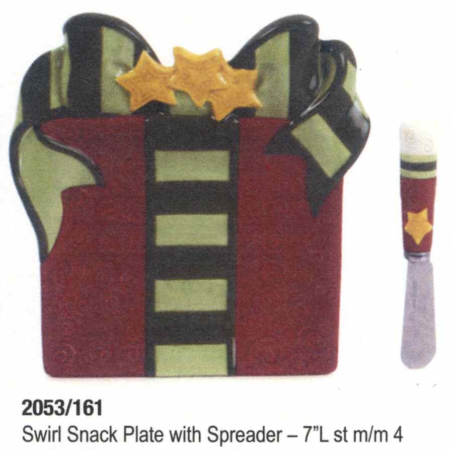 Holiday Folk Snack/Canape Plate & Spreader by Fitz and Floyd-1