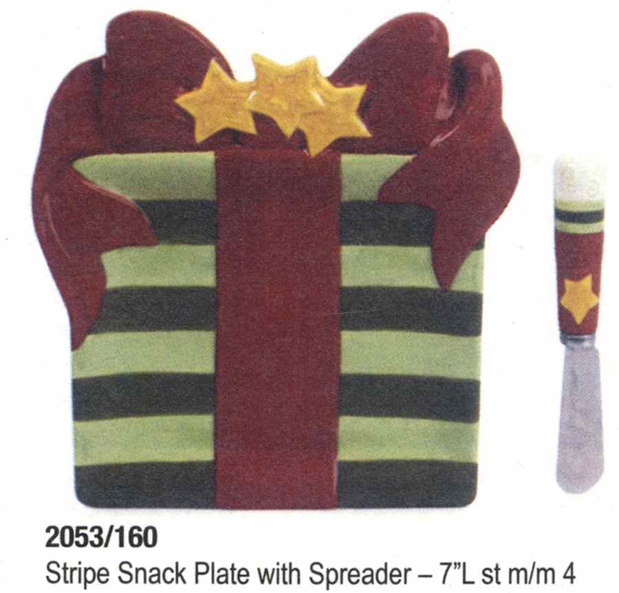 Holiday Folk Snack/Canape Plate & Spreader by Fitz and Floyd-1