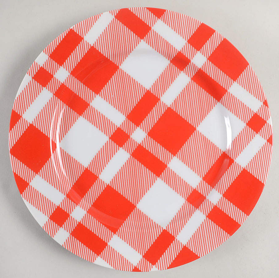 Red and White Plaid Dinner Plate by Fitz & Floyd-1