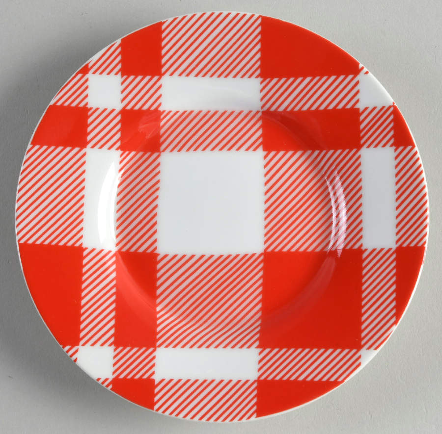 Red and White Plaid Saucer by Fitz & Floyd-1