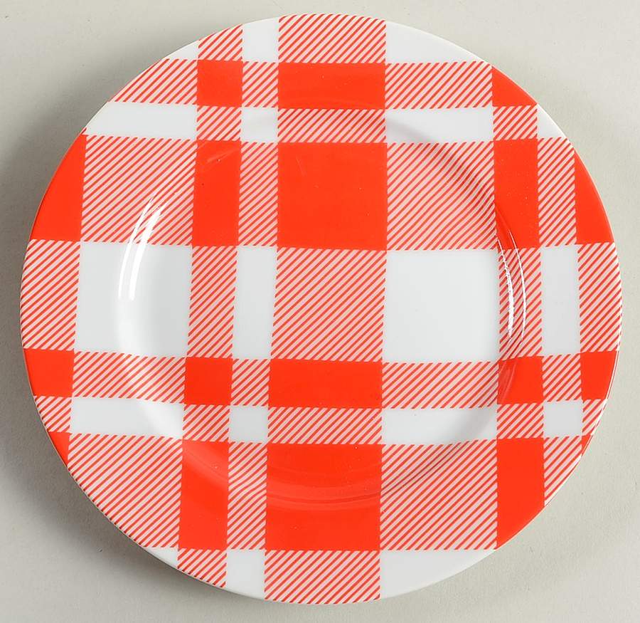 Red and White Plaid Salad Plate by Fitz & Floyd-1