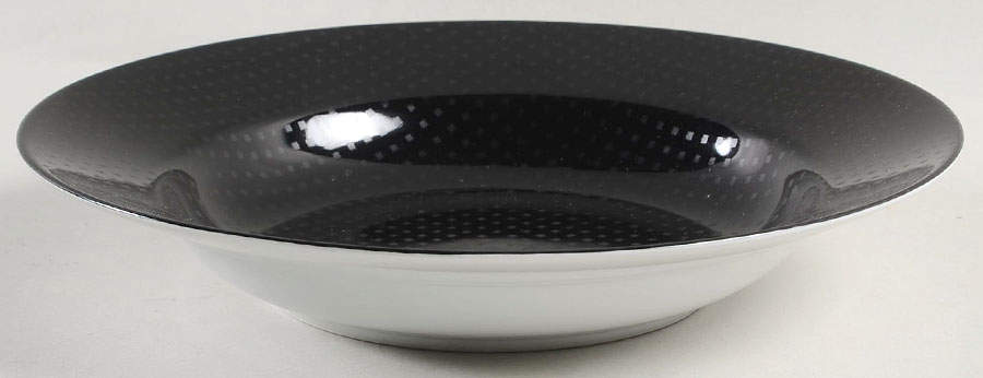 Foulard Noir (Gray Diamonds on Black) Large Rim Soup Bowl by Fitz & Floyd-1