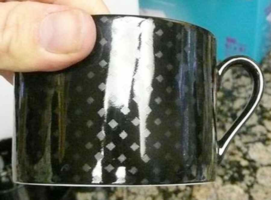 Foulard Noir (Gray Diamonds on Black) Flat Cup by Fitz & Floyd-1