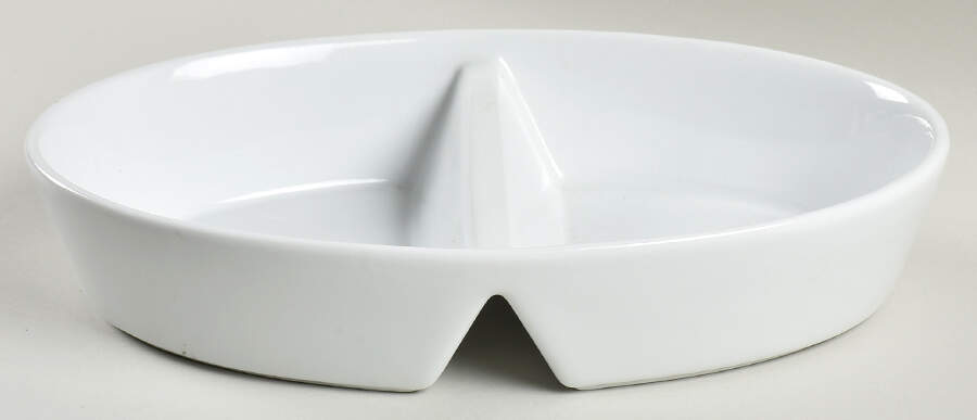 Everyday White (Porcelian) 12" Oval Divided Vegetable Bowl by Fitz & Floyd-1