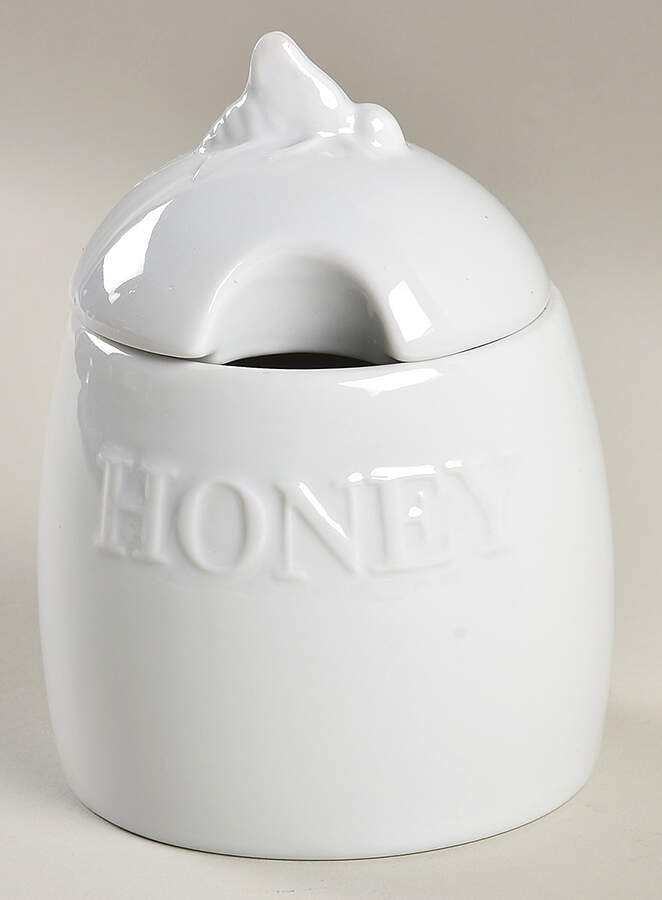 Everyday White (Porcelian) Honey Pot & Lid by Fitz & Floyd-1